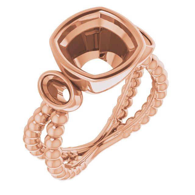 Bezel-Set Beaded Three-Stone Ring