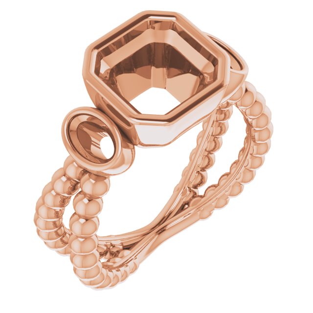 Bezel-Set Beaded Three-Stone Ring