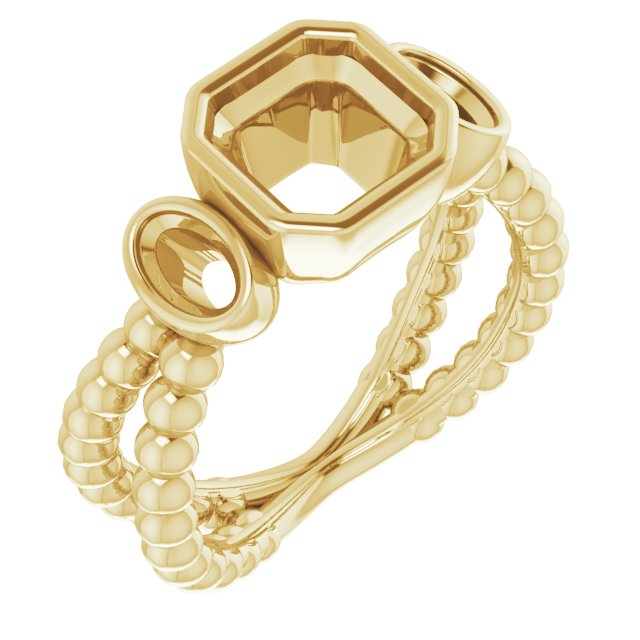 Bezel-Set Beaded Three-Stone Ring