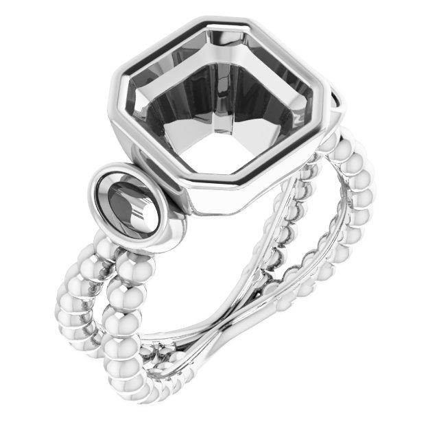 Bezel-Set Beaded Three-Stone Ring
