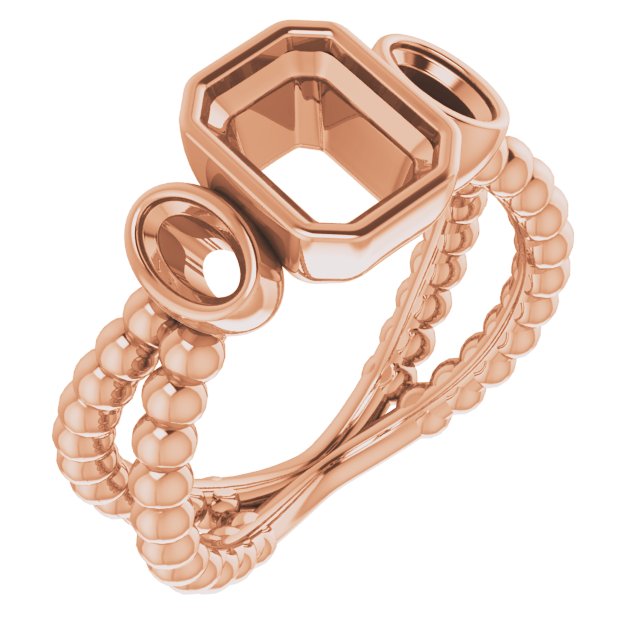 Bezel-Set Beaded Three-Stone Ring