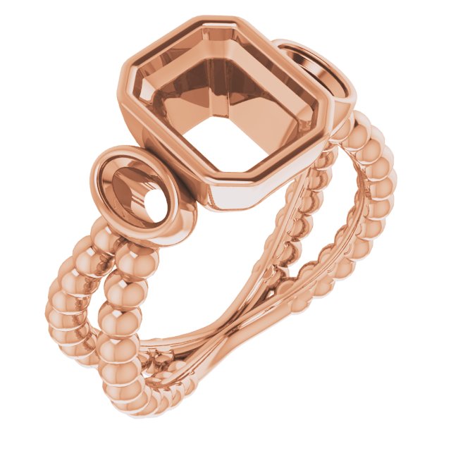 Bezel-Set Beaded Three-Stone Ring