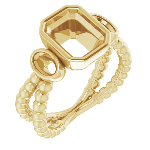 Bezel-Set Beaded Three-Stone Ring