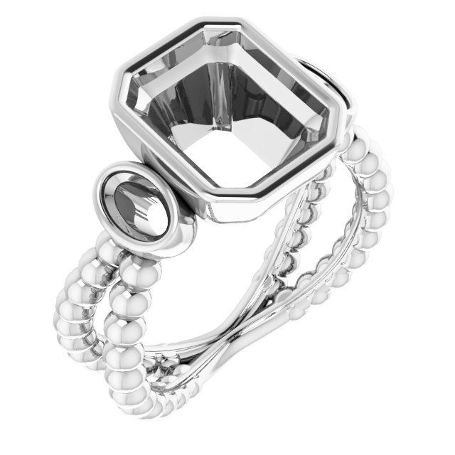 Bezel-Set Beaded Three-Stone Ring