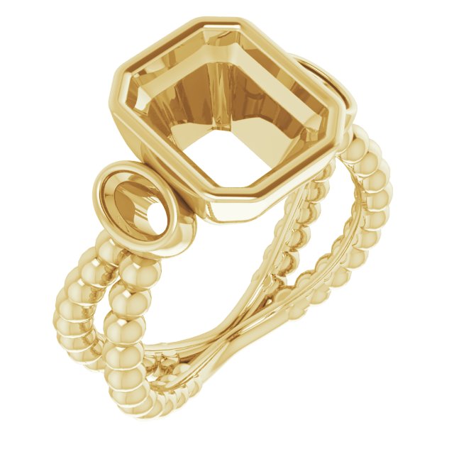 Bezel-Set Beaded Three-Stone Ring