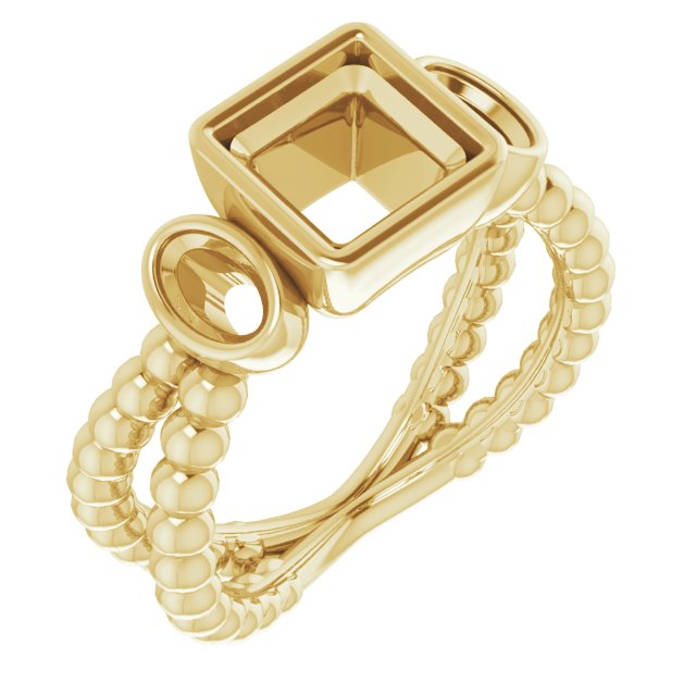 Bezel-Set Beaded Three-Stone Ring