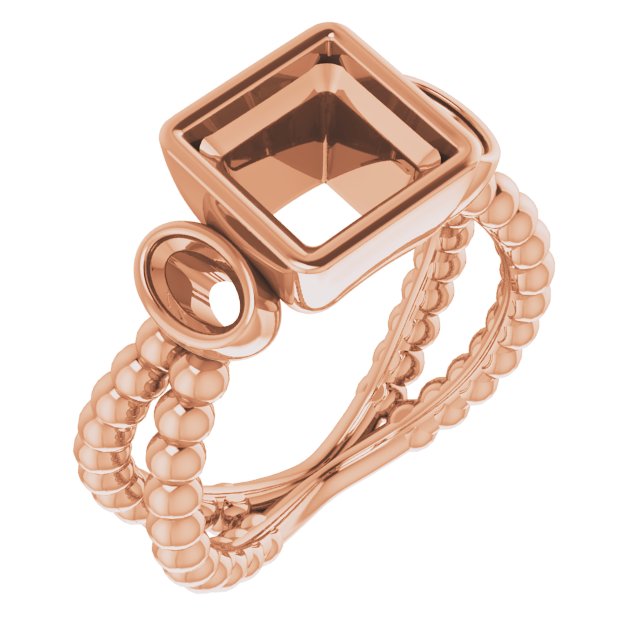Bezel-Set Beaded Three-Stone Ring
