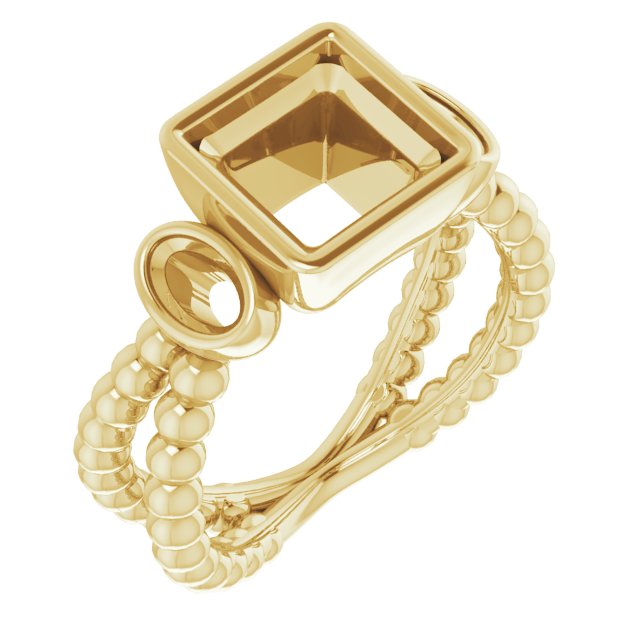 Bezel-Set Beaded Three-Stone Ring