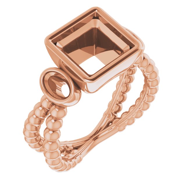 Bezel-Set Beaded Three-Stone Ring