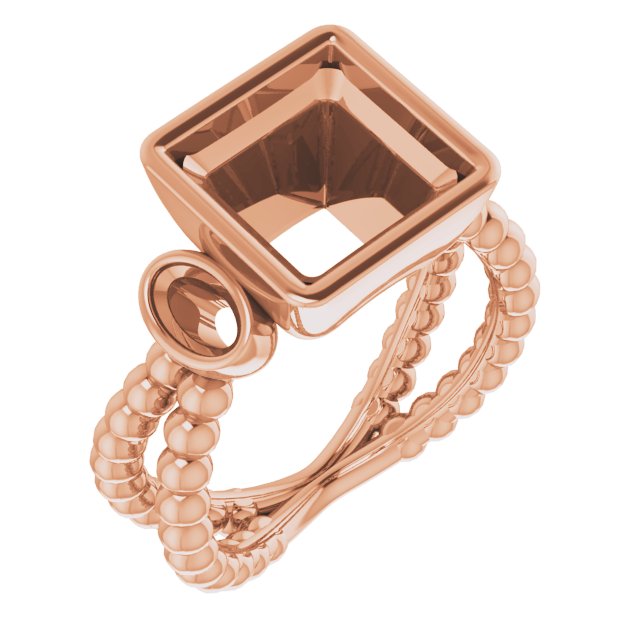 Bezel-Set Beaded Three-Stone Ring