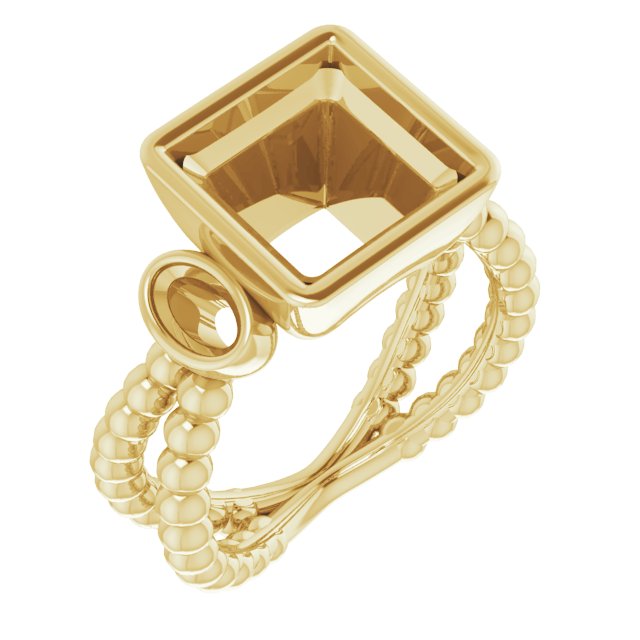Bezel-Set Beaded Three-Stone Ring