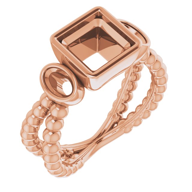 Bezel-Set Beaded Three-Stone Ring