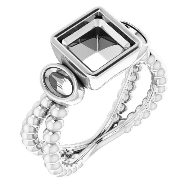 Bezel-Set Beaded Three-Stone Ring