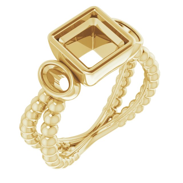 Bezel-Set Beaded Three-Stone Ring