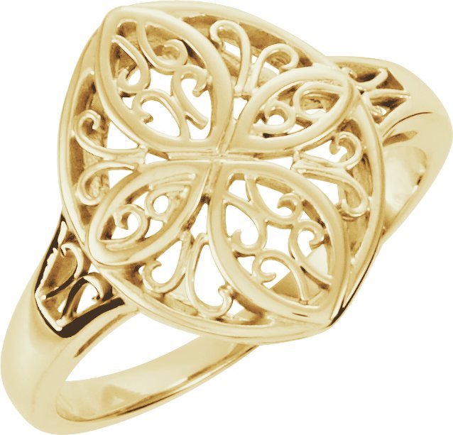 14K Yellow Filigree Ring