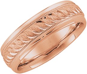 14K Rose 6 mm Design Engraved Band Size 8.5 Ref 3103614