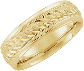14K Yellow 6 mm Design Engraved Band Size 9.5 Ref 4832000