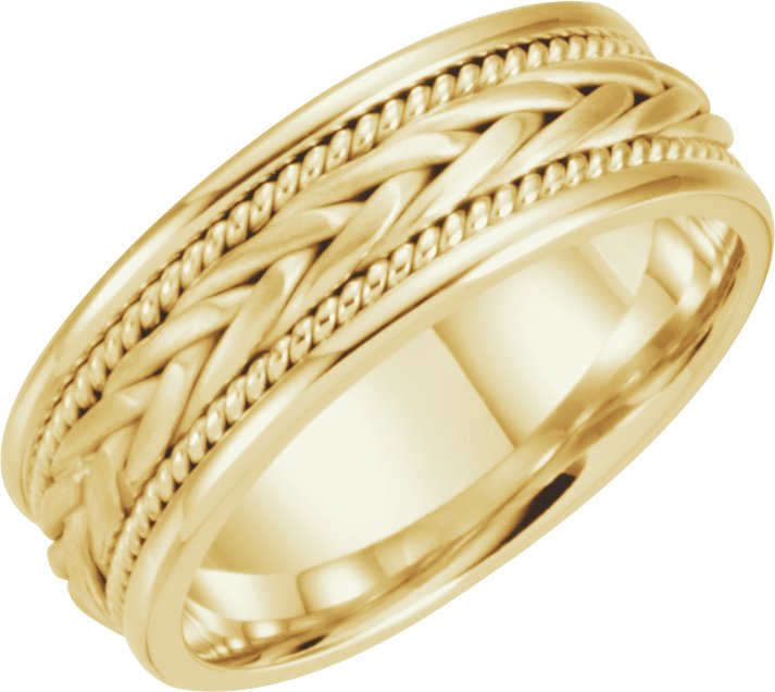 14K Yellow 6.75 mm Hand-Woven Band Size 7