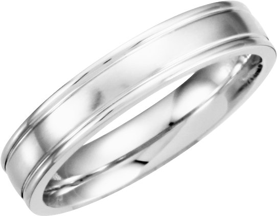 14K White 4.5 mm Grooved Band with Satin Finish Size 9