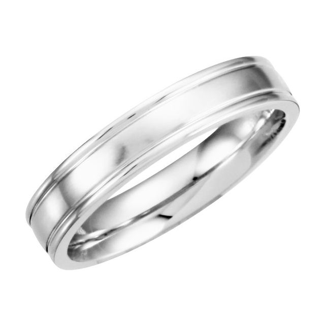 14K White 4.5 mm Grooved Band with Satin Finish Size 9