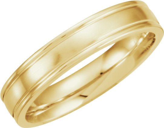 14K Yellow 4.5 mm Grooved Band with Satin Finish Size 8