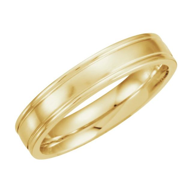 14K Yellow 4.5 mm Grooved Band with Satin Finish Size 8