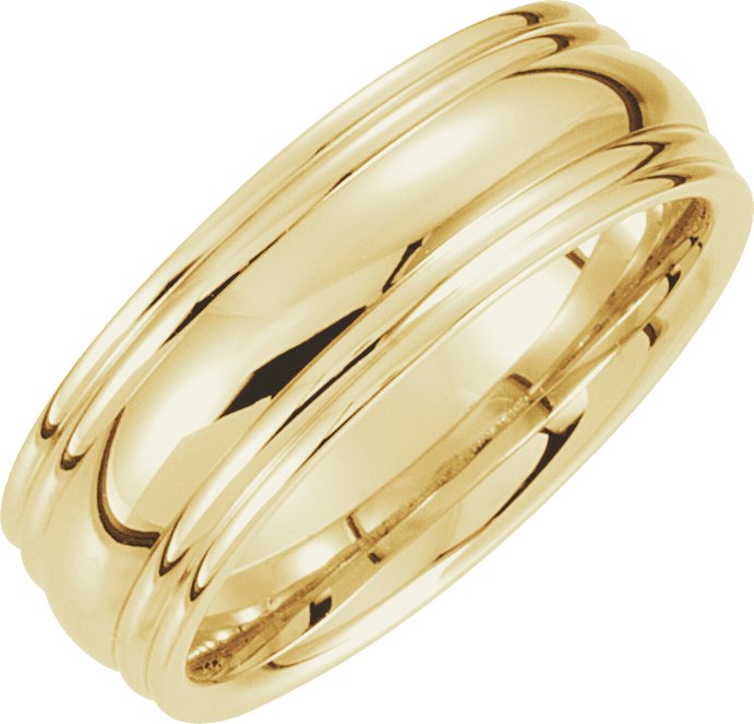 14K Yellow 7.5 mm Grooved Band Size 7 Ref 5189390