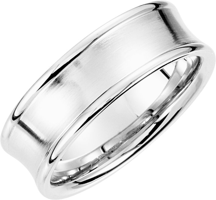 Platinum 7.5 mm Concave Band with Satin Finish Size 10 Ref 6915038