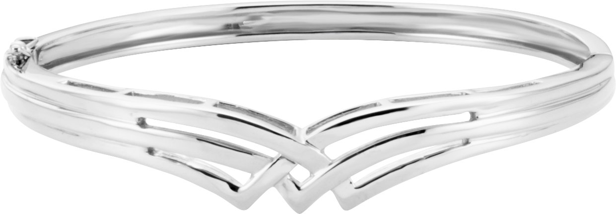 14K White Hinged Bangle Bracelet