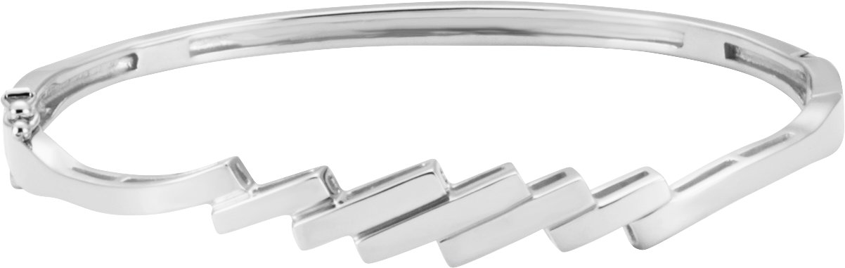 14K White Hinged Bangle 6 1/2 Bracelet
