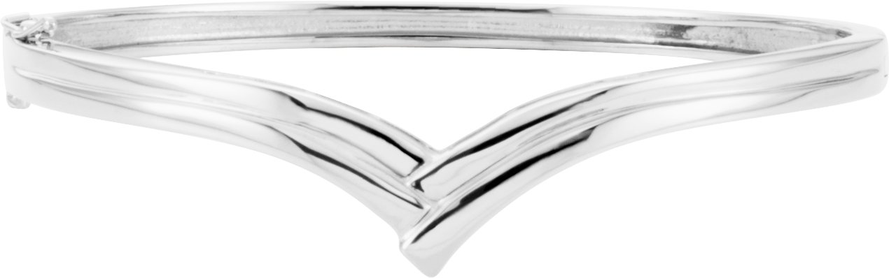 14K White 6.8 mm V Hinged Bangle B6 1/2" Bracelet