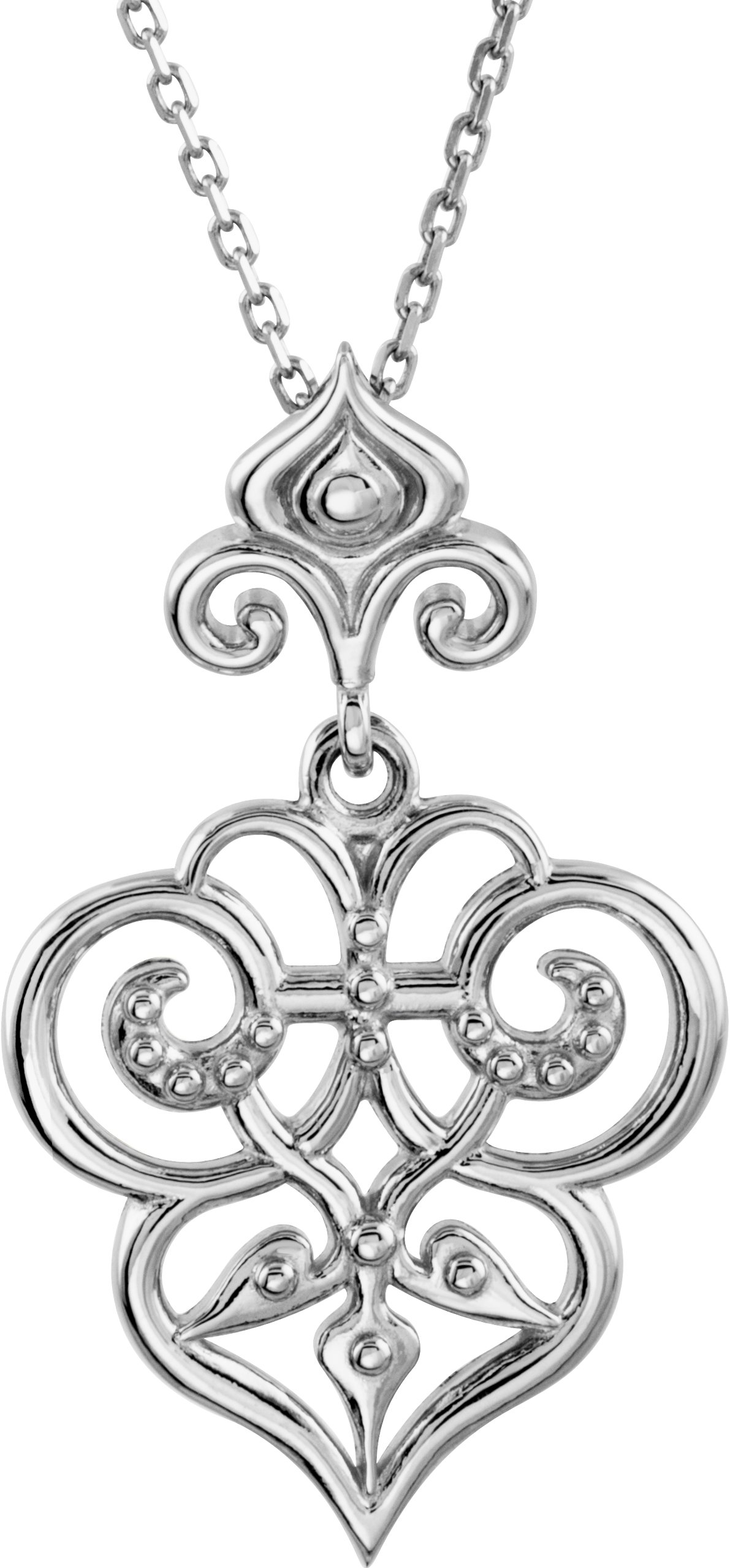 Sterling Silver Fleur-De-Lis 18" Necklace