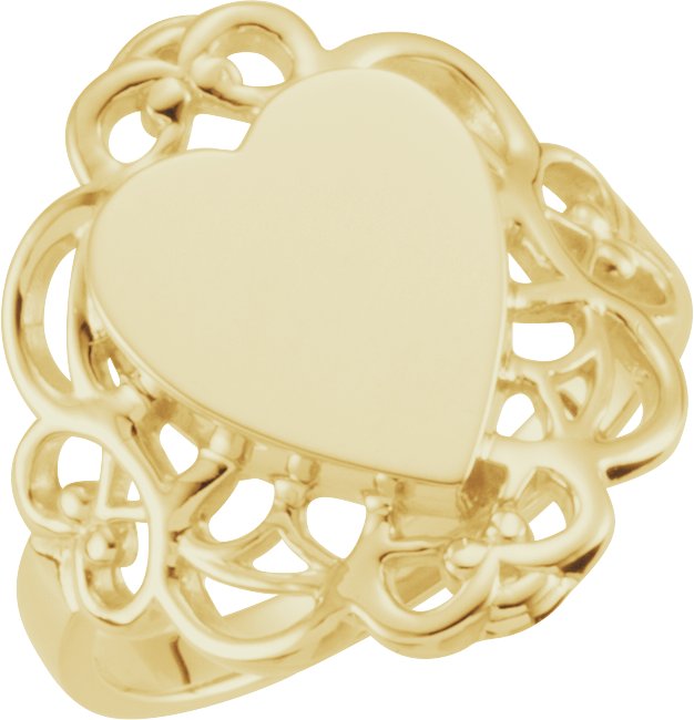 14K Yellow 20x18 mm Heart Signet Ring