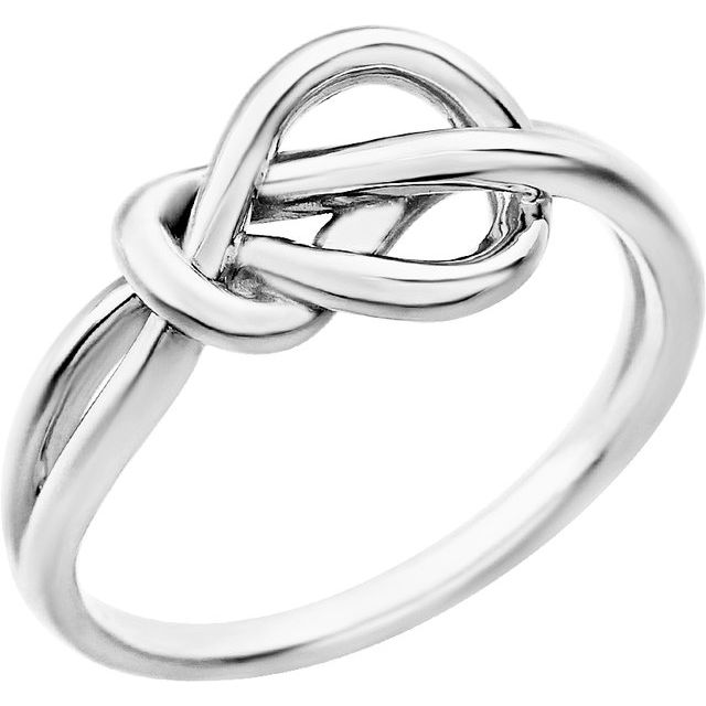 14K White Knot Design Ring