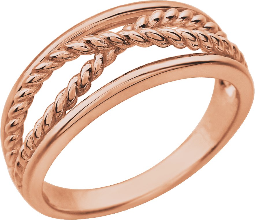 14K Rose Criss-Cross Rope Ring