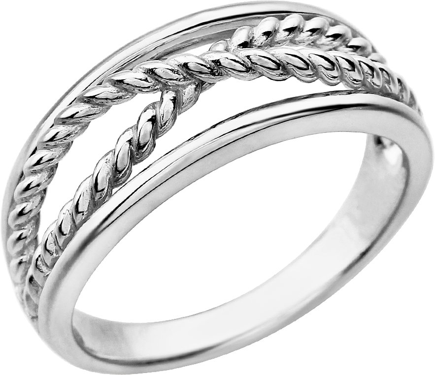 14K White Criss-Cross Rope Ring