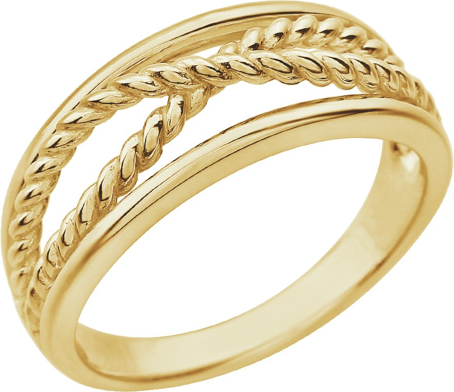 14K Yellow Criss-Cross Rope Ring