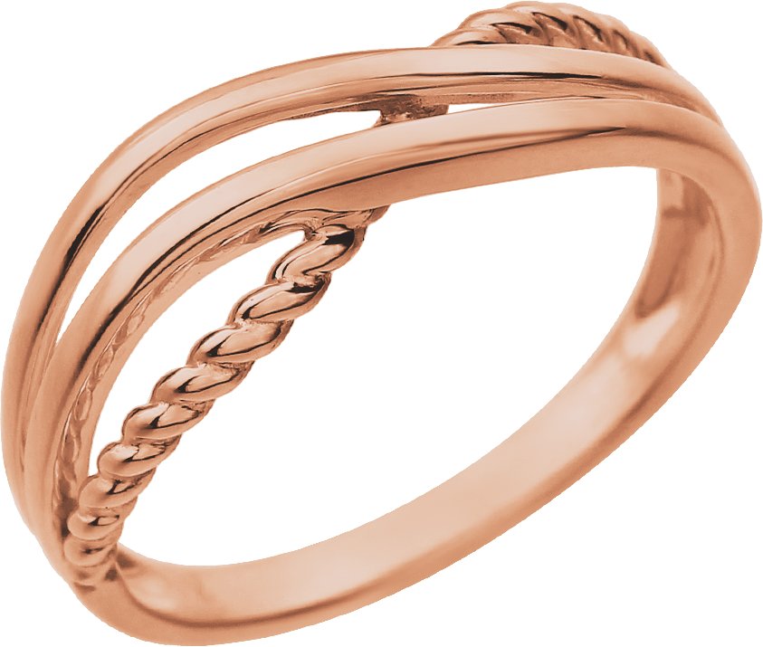 14K Rose Rope Criss-Cross Ring