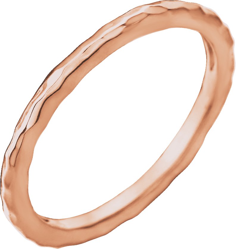 14K Rose 1.6 mm Hammered Stackable Ring Size 5