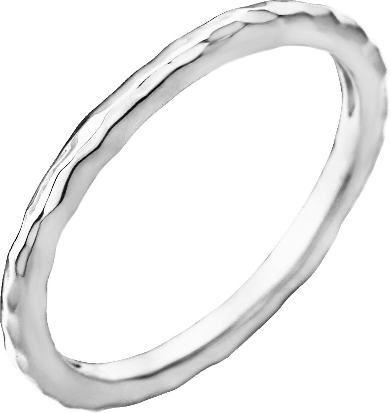 14K White 2 mm Hammered Stackable Ring Size 5