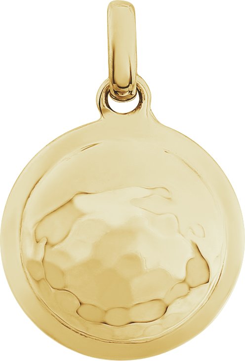 14K Yellow Hammered Disk Pendant