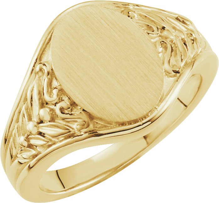 14K Yellow 12.8x9 mm Oval Signet Ring