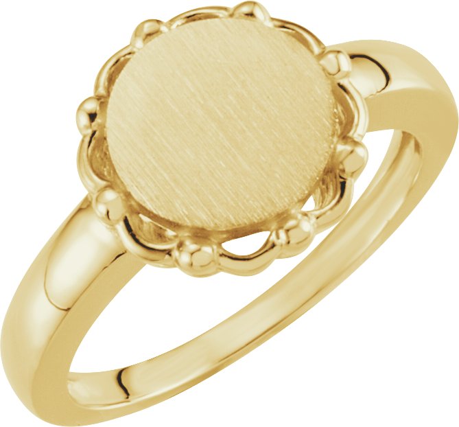 14K Yellow 12 mm Round Signet Ring