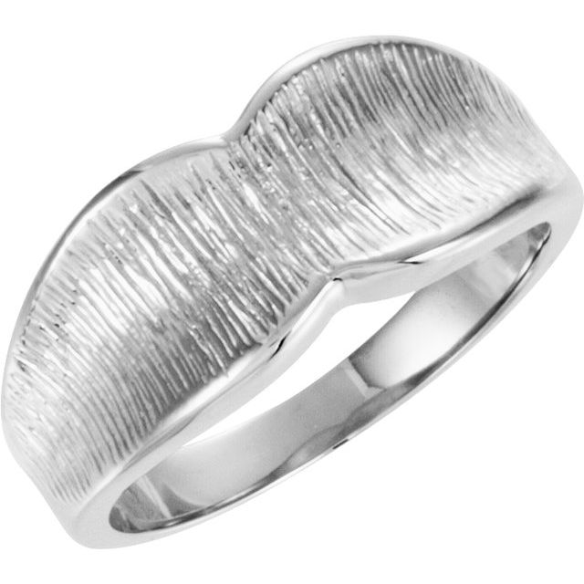 14K White Concave Ring 