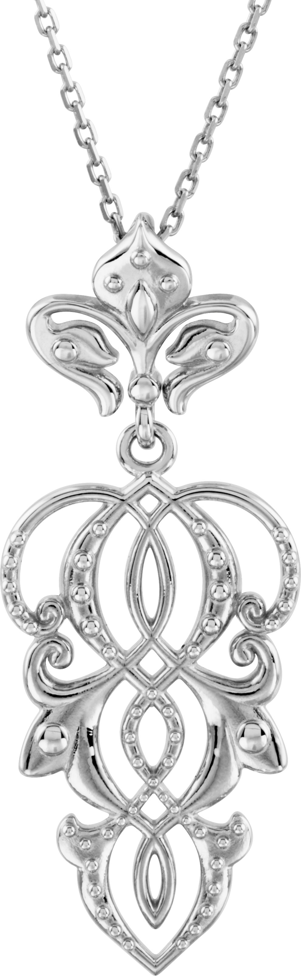 Sterling Silver Fleur-de-lis 18" Necklace