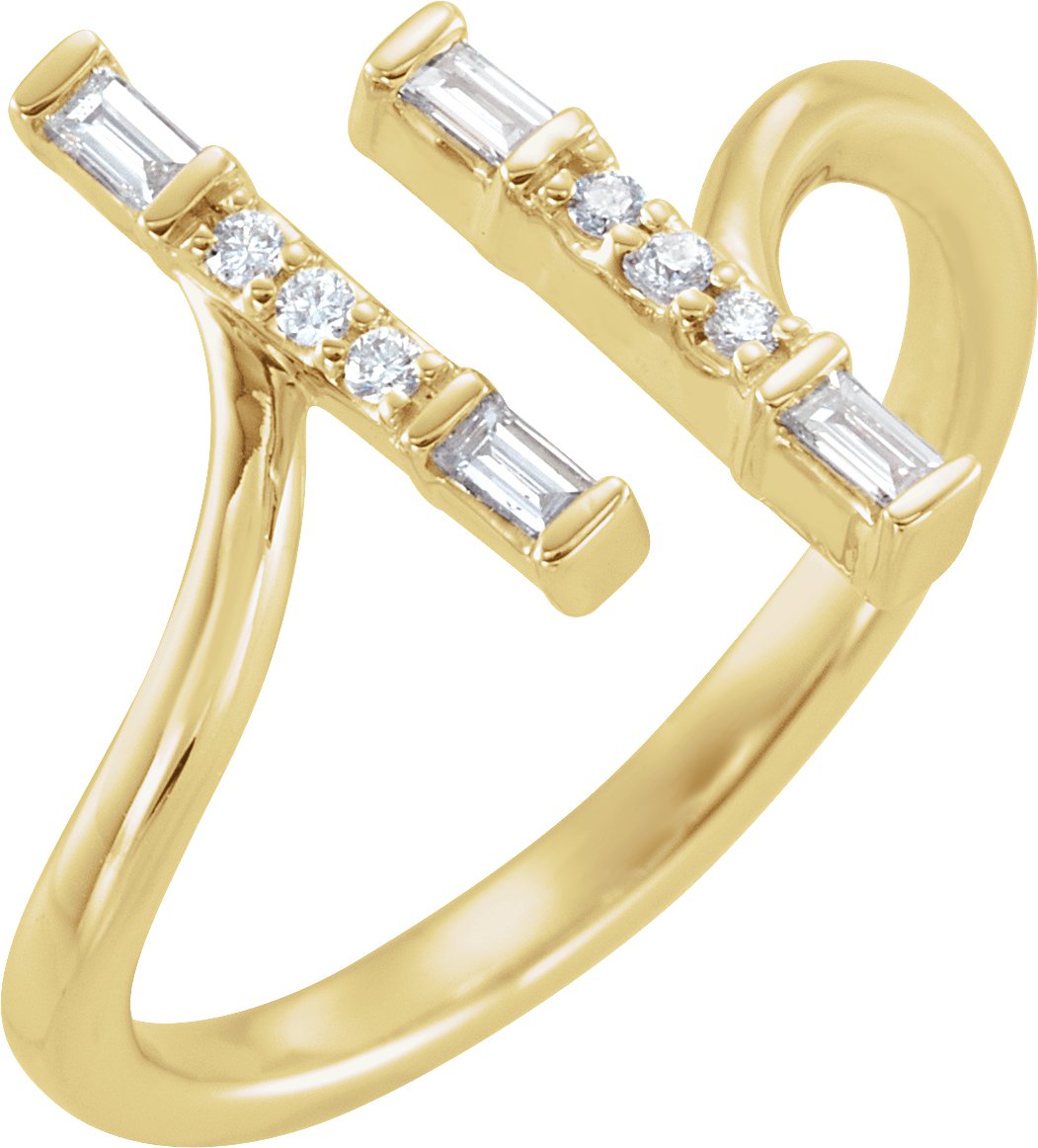 14K Yellow 1/6 CTW Natural Diamond Double Bar Ring