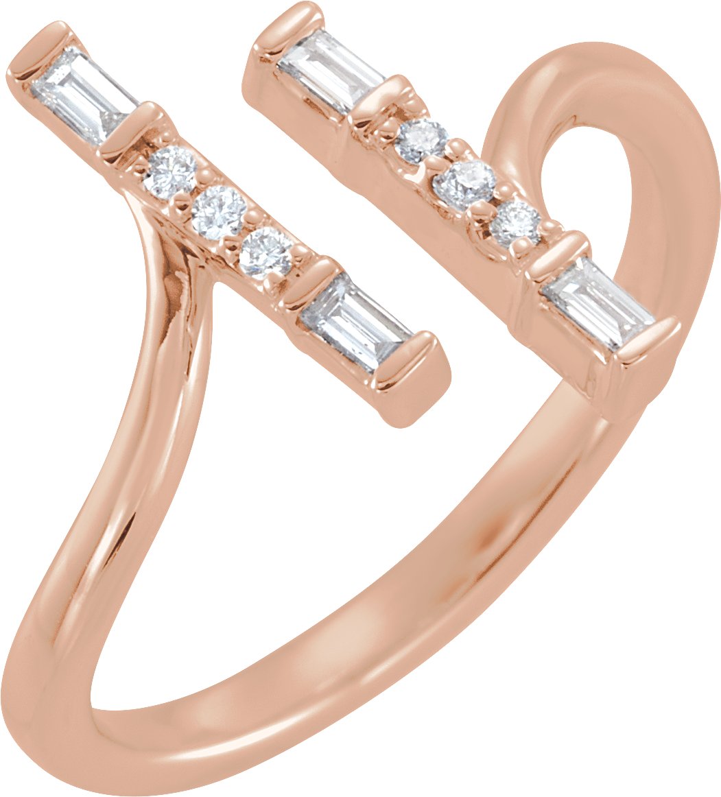 14K Rose 1/6 CTW Natural Diamond Double Bar Ring