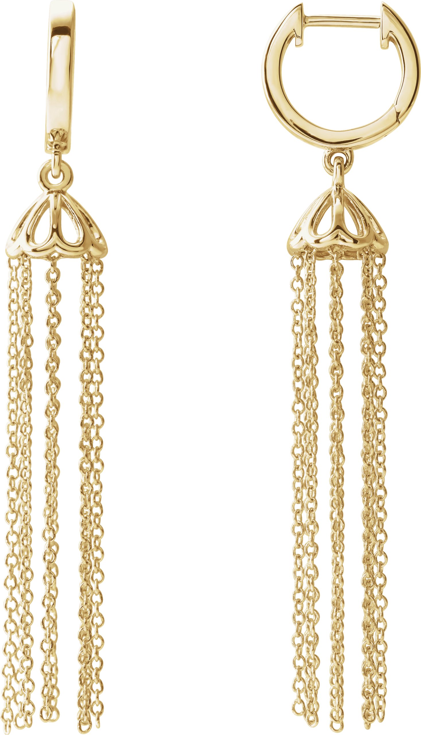 14K Yellow 53.2 mm Hinged Hoop Chain Earrings