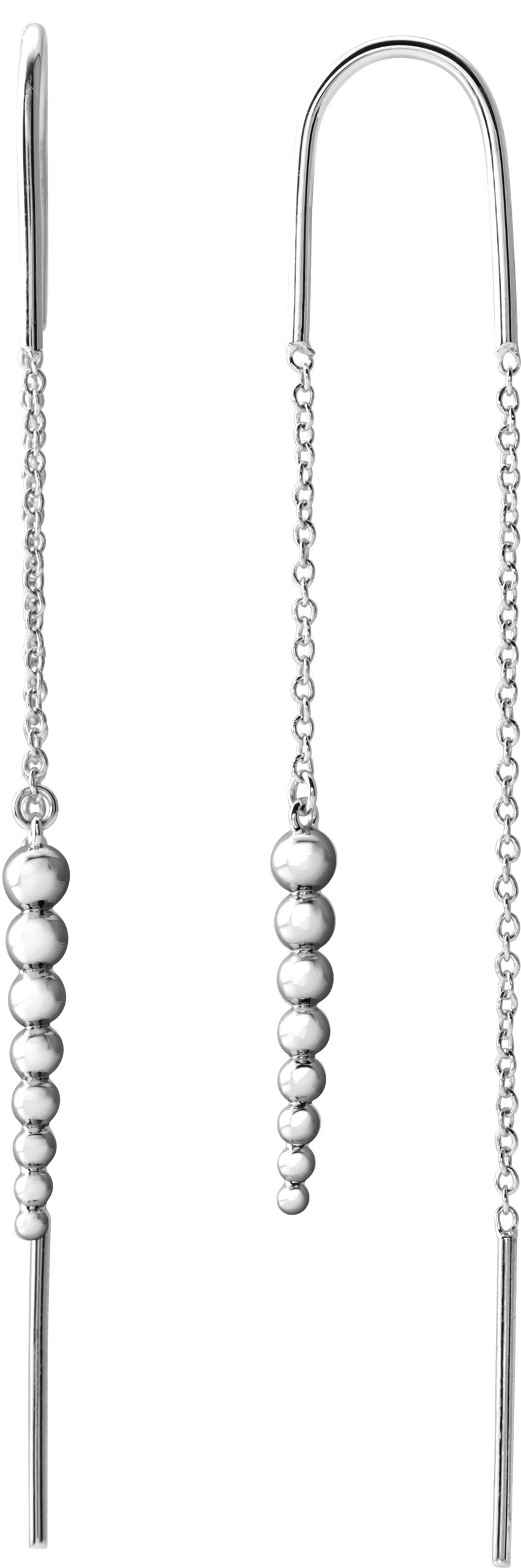 14K White 50.8 mm Beaded Chain Earrings