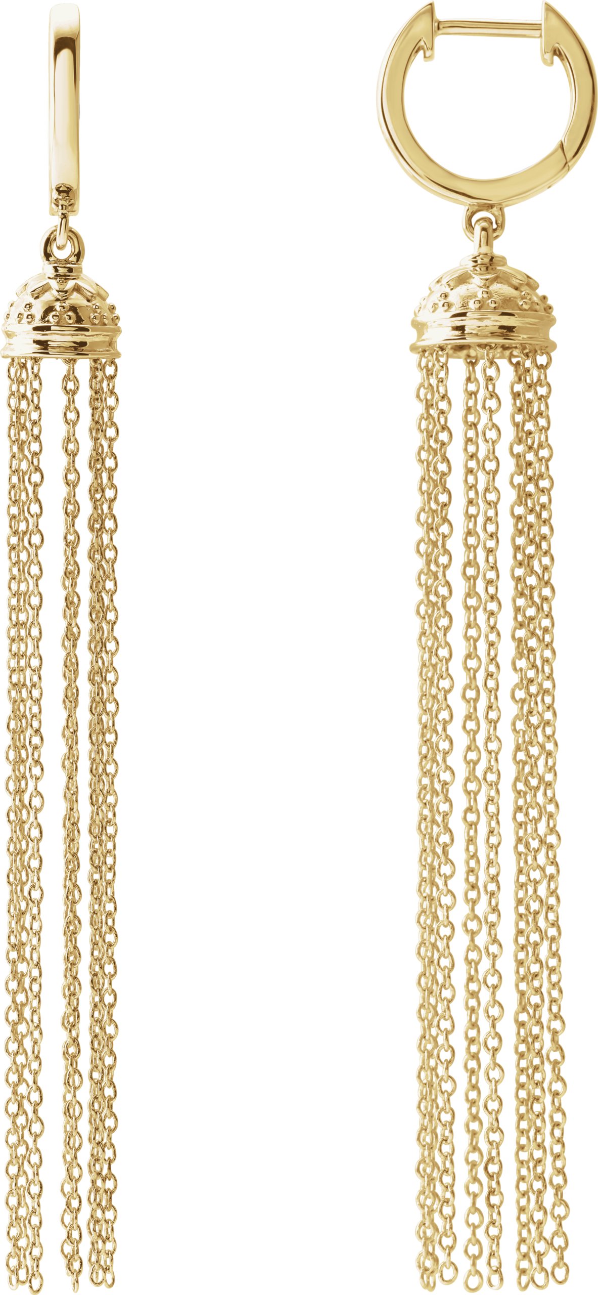 14K Yellow 56 mm Hinged Hoop Chain Earrings
